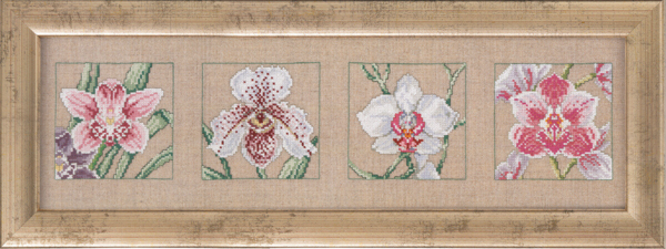 Broderikit 4 orchidéer 63 x 19 cm