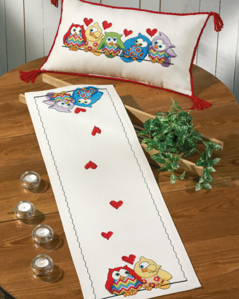 Broderikit Ugglor på rad 32x94 cm