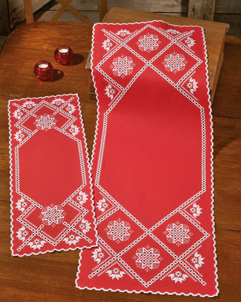 Broderikit Hardanger snöflinga 40 x 105 cm