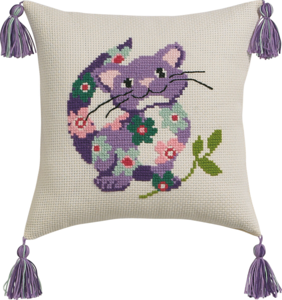 Broderikit Katt 30 x 30 cm