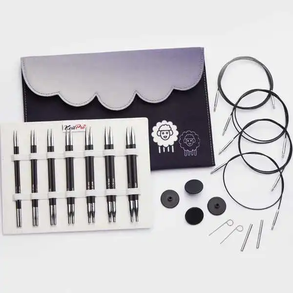 KnitPro Karbonz Utbytbara Rundstickor Set Deluxe