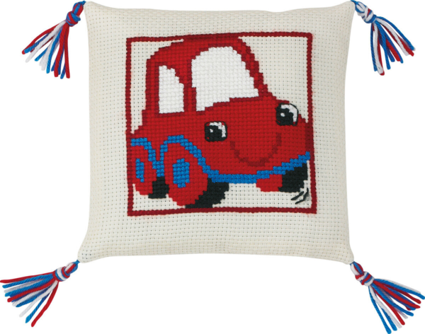 Broderikit Den röda bilen 28 x 28 cm