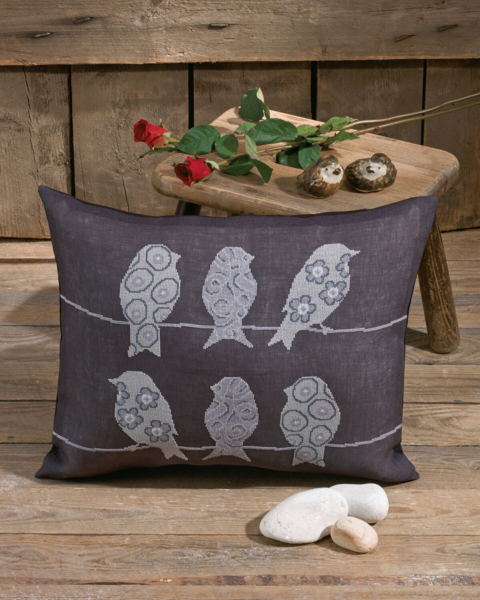 Broderikit Fåglar på Aida 50x40 cm