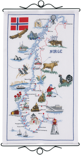 Broderikit Norges karta 32 x 57 cm B5123/32