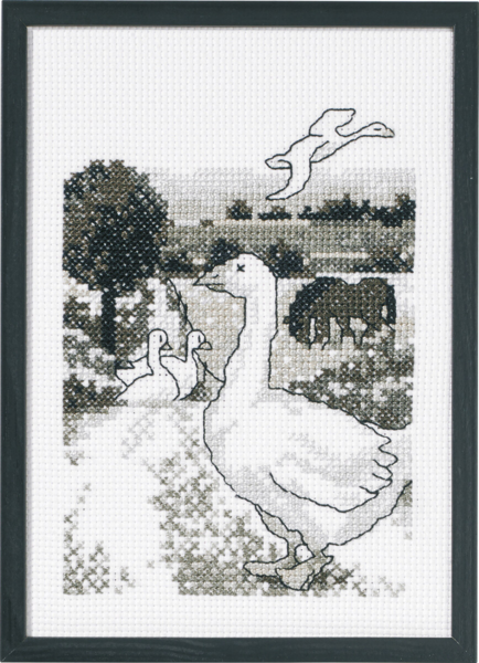 Broderikit Gäss på ängen 20 x 29 cm