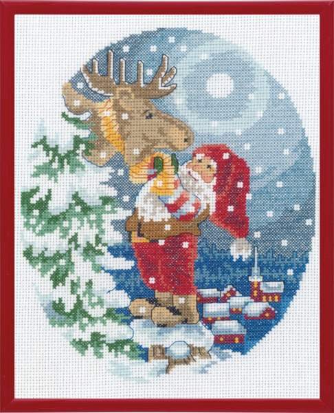 Broderikit Tomten med älg R5798 20 x 25 cm