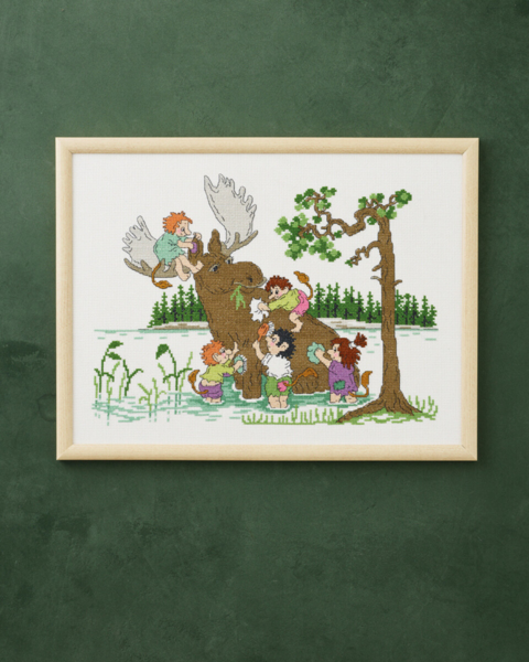 Broderikit Älg tvätt 40 x 30 cm