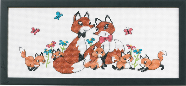 Broderikit Rävfamiljen 36 x 15 cm