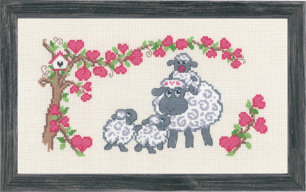 Broderikit Fårfamilj 16 x 28 cm