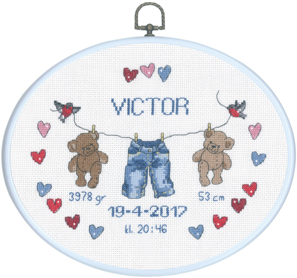 Broderikit Dopstavla Victor M/R 20 x 26 cm