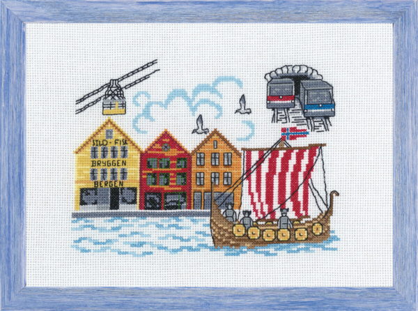 Broderikit Bryggen Bergen R5386 28 x 20 cm