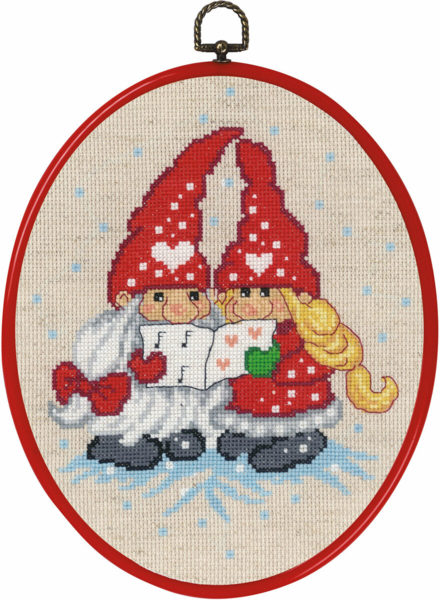 Broderikit Tomtepar sjunger 20 x 26 cm
