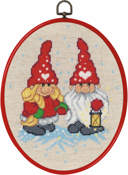 Broderikit Tomtepar / lykta 20 x 26 cm