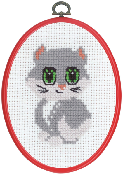 Broderikit MFK Grå katt M 5959/30 13 x 18 cm
