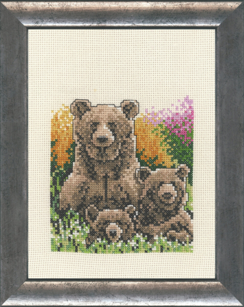 Broderisats Björn med ungar R5300/00 16 x 21 cm