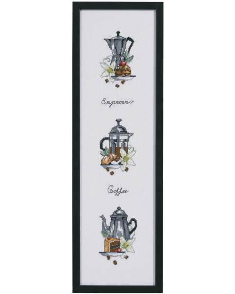 Broderikit Tre kaffekannor 15 x 55 cm