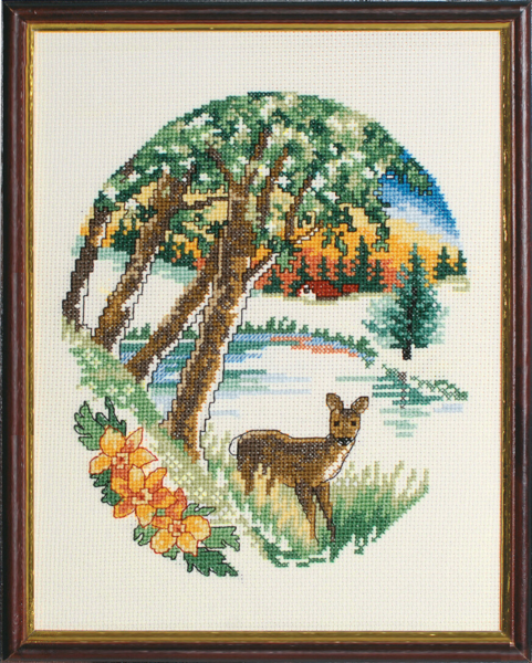 Broderikit Rådjur vid sjö 22 x 26 cm