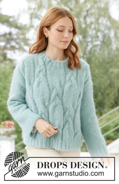 266-23 Knotted Vine Sweater by DROPS Design