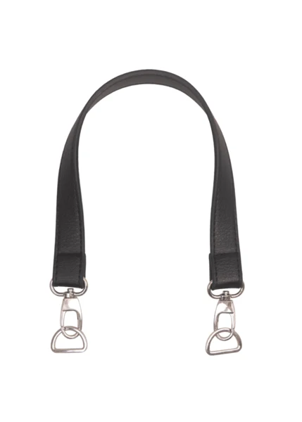 Go Handmade Väskhandtag med Karbinhake med D-ring Svart/Silver