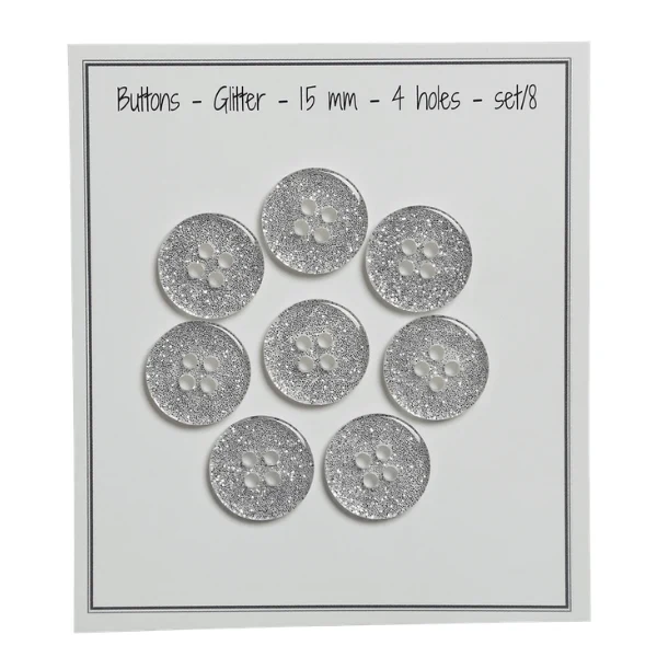 Go Handmade Glitterknappar Silver