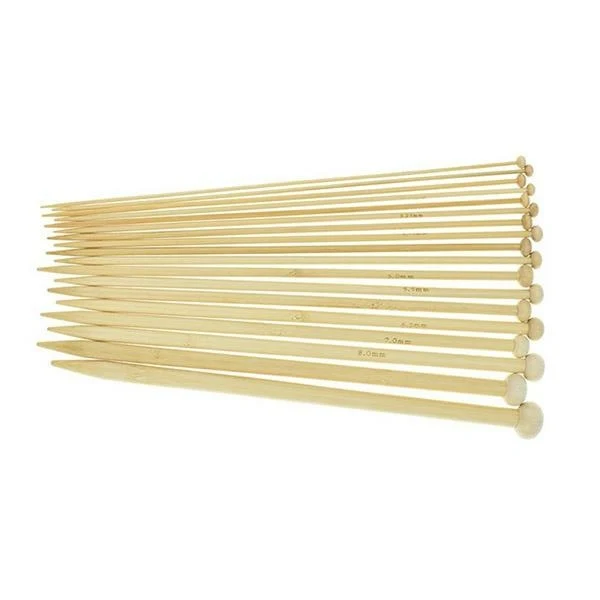 Jumperstickor Set, ljus bambu, 2-10mm, 18 st, 25 cm