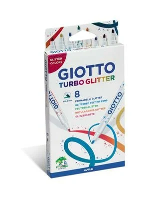 Giotto Turbo Glitter Tuschpennor, 8 st