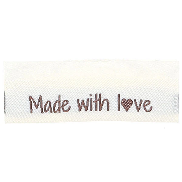 Go Handmade Vävt Label, Dubbelsidig, 50 x 11,5 mm, 10 st Made with love
