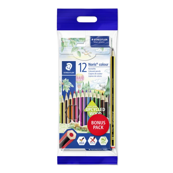 STAEDTLER Noris Club Crayons + Penna & suddgummi, 12 + 2 st – Huvudbild