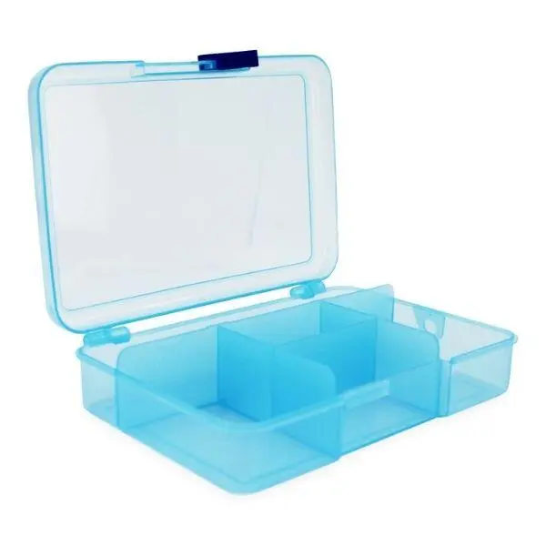 Plastlåda med lock Blå 14,5 x 10 cm, 5 fack