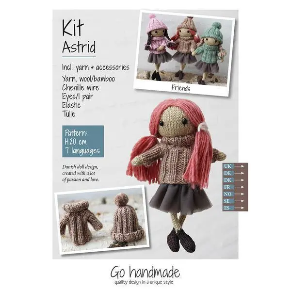 Go Handmade sticksatser Astrid Rött hår / brun klänning / tyllkjol