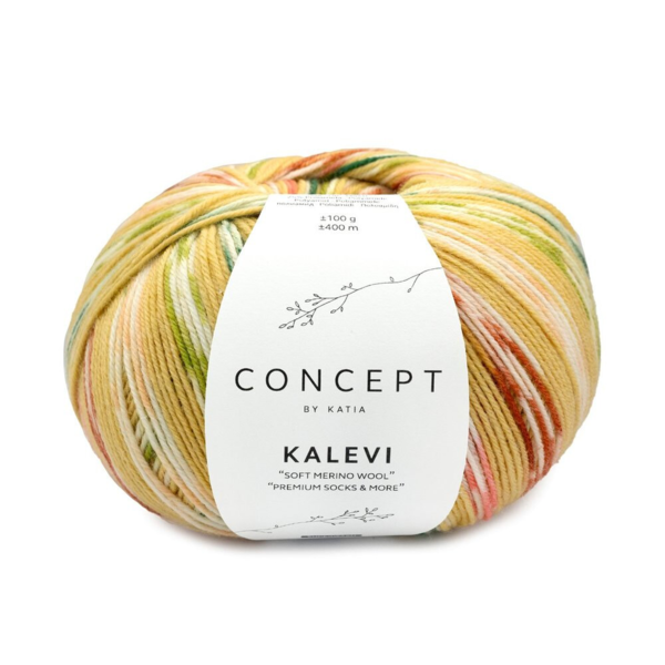 Katia Concept Kalevi Socks 205 Ockergul-Grön-Rosa-Mellanorange