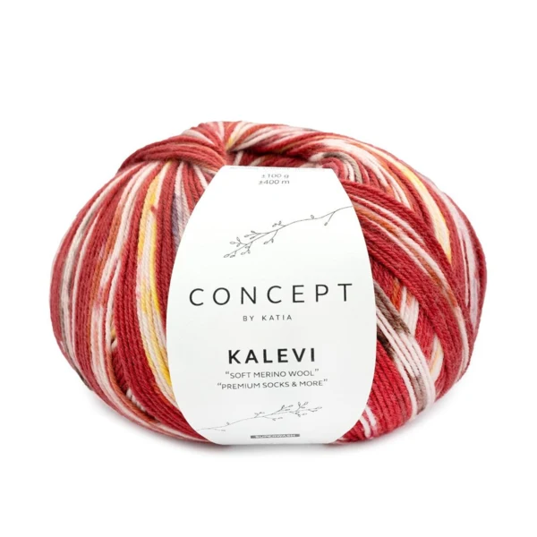 Katia Concept Kalevi Socks 204 Röd-Brun-Gul-Roströd