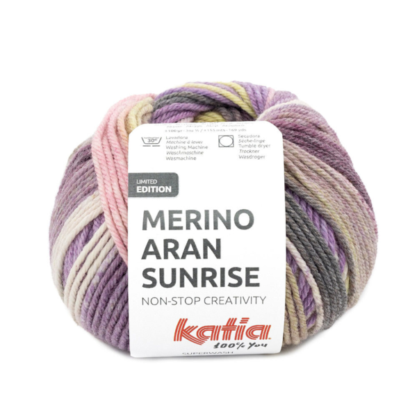 Katia Merino Aran Sunrise 304 Lila-Rosa-Gulgrön