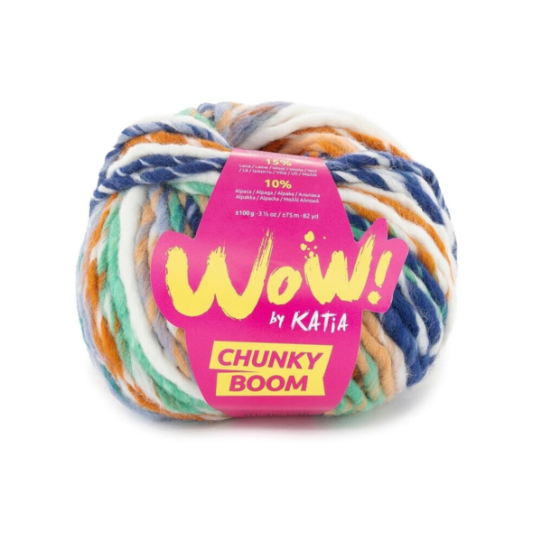 Katia Wow Chunky Boom 307 Blå-turkos-orange
