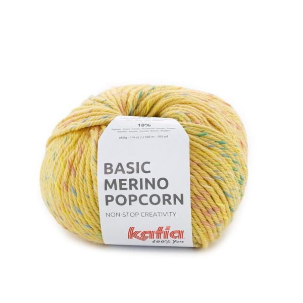 Katia Basic Merino Popcorn 203 Gul-multifärgad