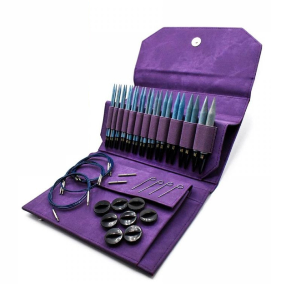 LYKKE Utbytbara Rundstickor Set Indigo, Violet, 13 cm