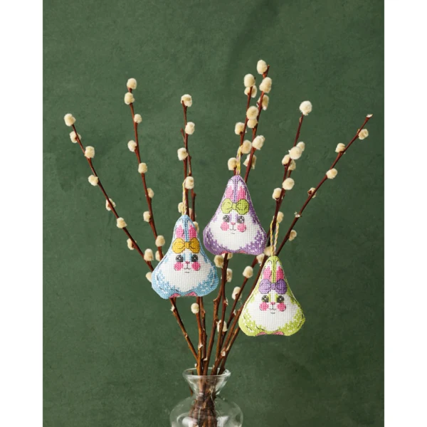 Påskharar m/rosett 3-pack 6 x 7 cm