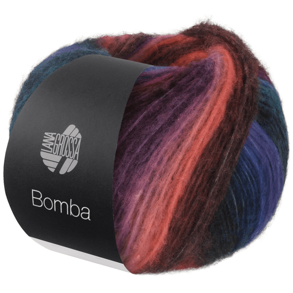 Lana Grossa Bomba 03 Lax/gråröd/mörklila/turkosblå/petrolblå/kungsblå