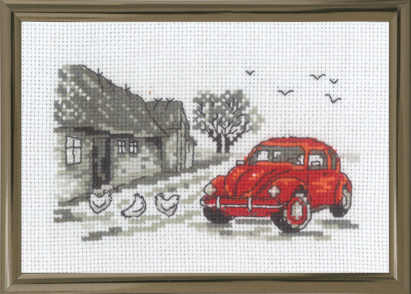 Broderikit Den röda bilen R5794 15 x 10 cm