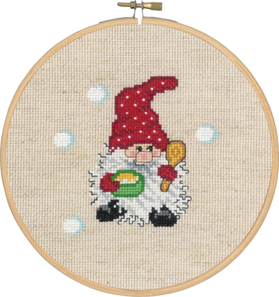Broderikit Tomte m/ gröt m/ 58 10/18 18 Ø cm