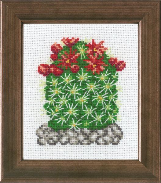 Broderikit Kaktus med röd R5380 10 x 12 cm