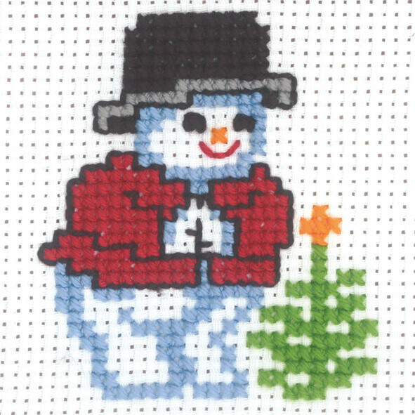 Broderikit Snögubbe m/ granträd 10 x 10 cm