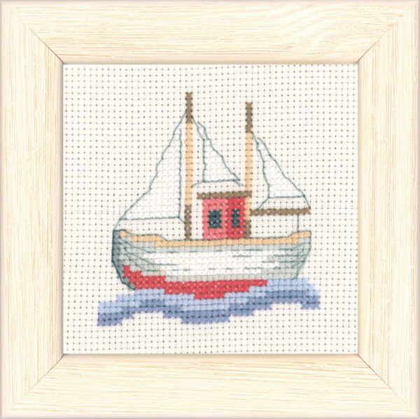 Broderikit Fiskebåt 9 x 9 cm R5376