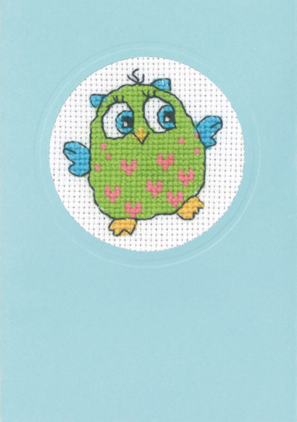 Broderikit Uggla med grön kropp 9 x 13 cm