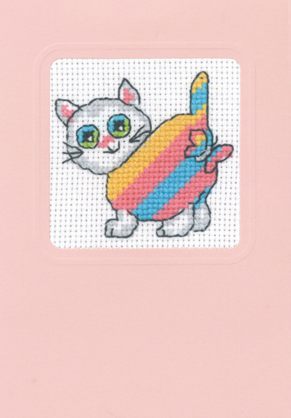 Broderikit Katt med sneda ränder 9 x 13 cm