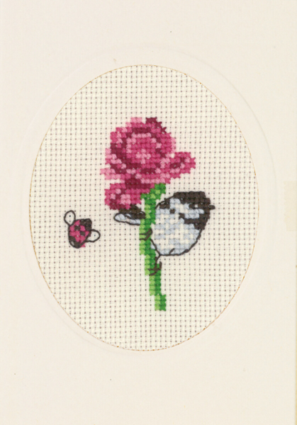Broderikit Blomsterkort ros 9 x 13 cm