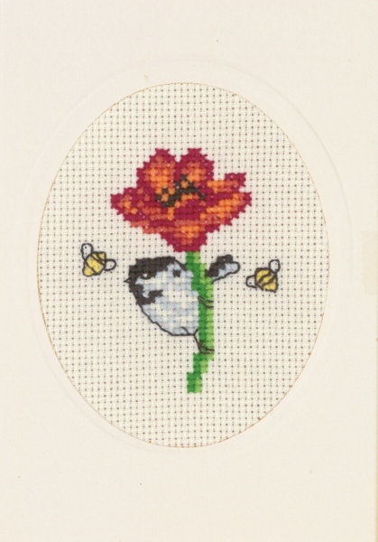 Broderikit Blomsterkort vallmo 9 x 13 cm