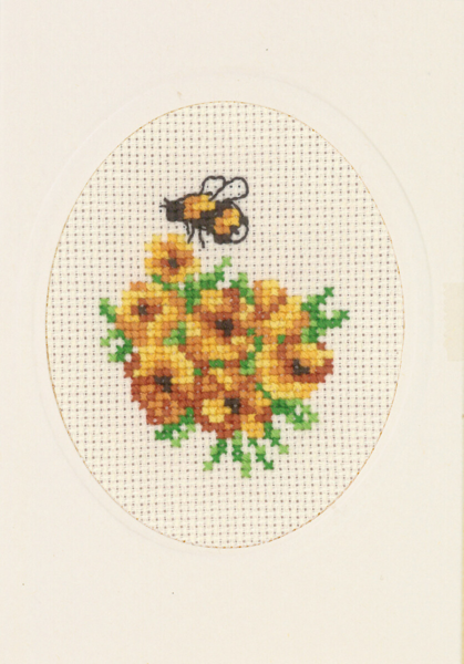 Broderikit Blomsterkort ringblomma 9 x 13 cm