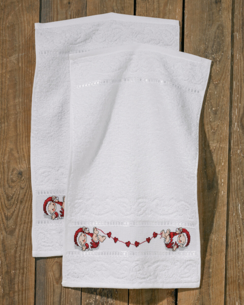 Broderikit Hjärta tomtar 2-pack 30 x 50 cm