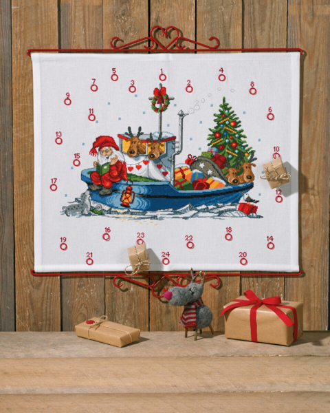 Broderikit Jultomte i båt B5125/58 58 x 48 cm